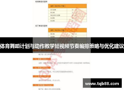 体育舞蹈计划与动作教学短视频节奏编排策略与优化建议