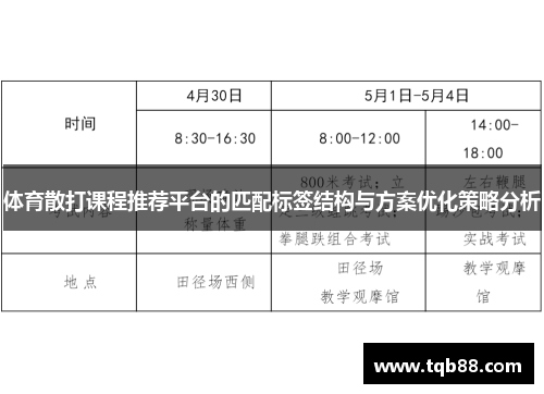 体育散打课程推荐平台的匹配标签结构与方案优化策略分析